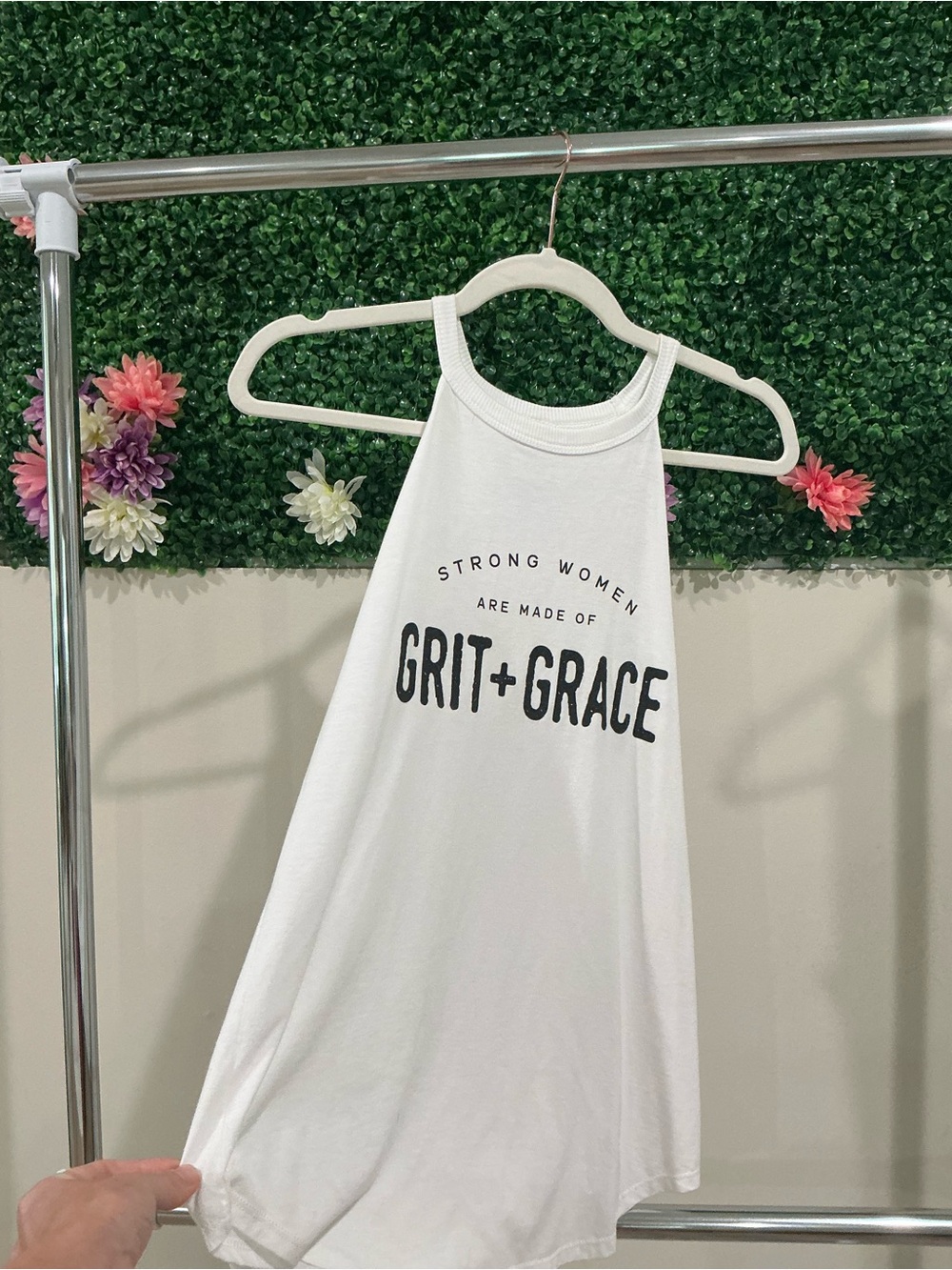 White 'Grit + Grace' Racerback Tank Top